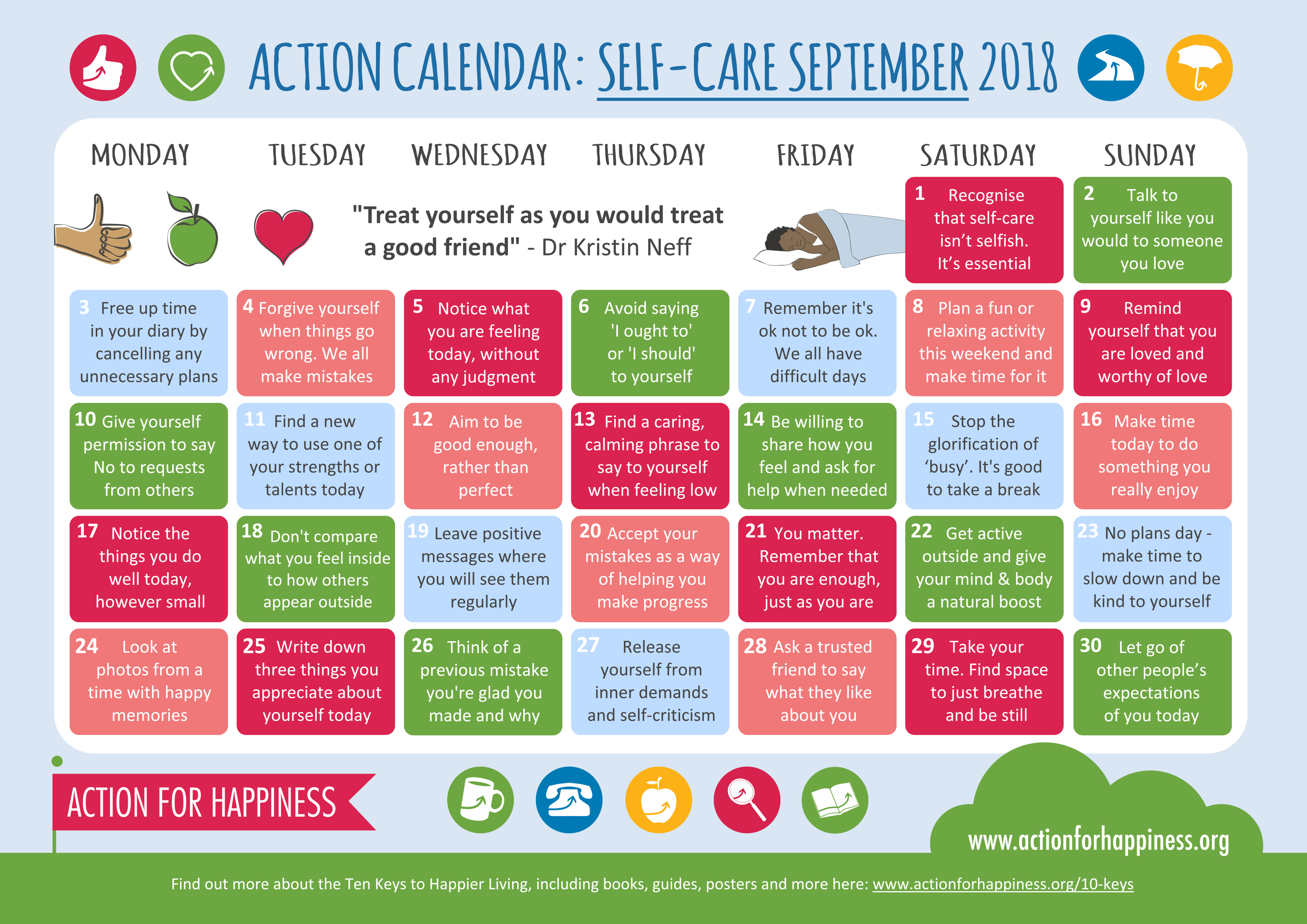 Action for Happiness Calendar SADDLEWORTH LIFE