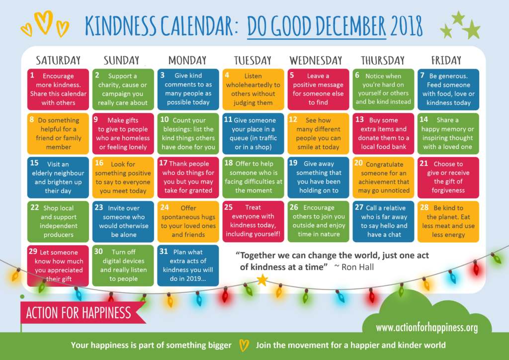 Do Good December - Action for Happiness Calendar